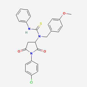 N-[1-(4-chlorophenyl)-2,5-dioxo-3-pyrrolidinyl]-N-(4-methoxybenzyl)-N'-phenylthiourea