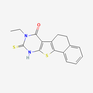 molecular formula C16H14N2OS2 B4956627 8-ethyl-9-mercapto-5,8-dihydronaphtho[2',1':4,5]thieno[2,3-d]pyrimidin-7(6H)-one 