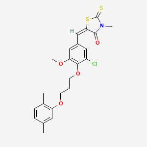 molecular formula C23H24ClNO4S2 B4956656 5-{3-chloro-4-[3-(2,5-dimethylphenoxy)propoxy]-5-methoxybenzylidene}-3-methyl-2-thioxo-1,3-thiazolidin-4-one 