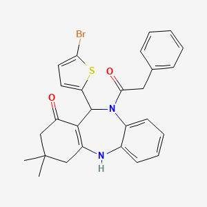 molecular formula C27H25BrN2O2S B4956662 11-(5-bromo-2-thienyl)-3,3-dimethyl-10-(phenylacetyl)-2,3,4,5,10,11-hexahydro-1H-dibenzo[b,e][1,4]diazepin-1-one 