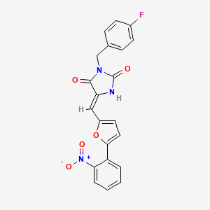 molecular formula C21H14FN3O5 B4956687 3-(4-fluorobenzyl)-5-{[5-(2-nitrophenyl)-2-furyl]methylene}-2,4-imidazolidinedione 