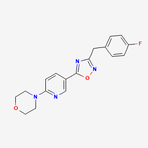molecular formula C18H17FN4O2 B4956714 4-{5-[3-(4-fluorobenzyl)-1,2,4-oxadiazol-5-yl]-2-pyridinyl}morpholine 