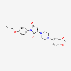 molecular formula C24H27N3O5 B4956757 3-[4-(1,3-benzodioxol-5-yl)-1-piperazinyl]-1-(4-propoxyphenyl)-2,5-pyrrolidinedione 