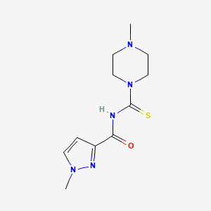 molecular formula C11H17N5OS B4956825 1-methyl-N-[(4-methyl-1-piperazinyl)carbonothioyl]-1H-pyrazole-3-carboxamide 