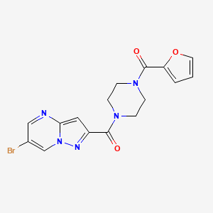 molecular formula C16H14BrN5O3 B4956847 6-bromo-2-{[4-(2-furoyl)-1-piperazinyl]carbonyl}pyrazolo[1,5-a]pyrimidine 