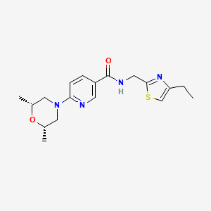 molecular formula C18H24N4O2S B4956855 6-[(2R*,6S*)-2,6-dimethyl-4-morpholinyl]-N-[(4-ethyl-1,3-thiazol-2-yl)methyl]nicotinamide 