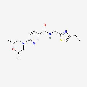 6-[(2R*,6S*)-2,6-dimethyl-4-morpholinyl]-N-[(4-ethyl-1,3-thiazol-2-yl)methyl]nicotinamide