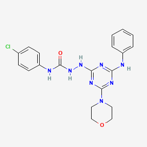 molecular formula C20H21ClN8O2 B4956952 2-[4-anilino-6-(4-morpholinyl)-1,3,5-triazin-2-yl]-N-(4-chlorophenyl)hydrazinecarboxamide 