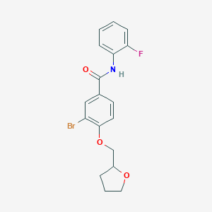 molecular formula C18H17BrFNO3 B495697 3-bromo-N-(2-fluorophenyl)-4-(tetrahydro-2-furanylmethoxy)benzamide CAS No. 883515-08-0