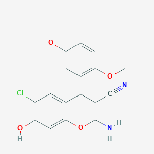 molecular formula C18H15ClN2O4 B4956970 2-amino-6-chloro-4-(2,5-dimethoxyphenyl)-7-hydroxy-4H-chromene-3-carbonitrile 