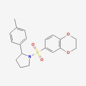 molecular formula C19H21NO4S B4956984 1-(2,3-dihydro-1,4-benzodioxin-6-ylsulfonyl)-2-(4-methylphenyl)pyrrolidine 