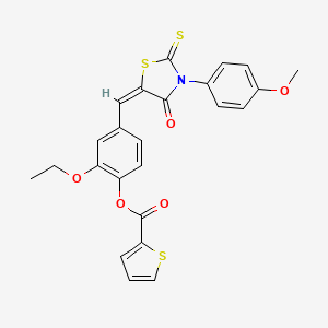 molecular formula C24H19NO5S3 B4956988 2-ethoxy-4-{[3-(4-methoxyphenyl)-4-oxo-2-thioxo-1,3-thiazolidin-5-ylidene]methyl}phenyl 2-thiophenecarboxylate 