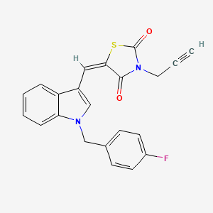 molecular formula C22H15FN2O2S B4957004 5-{[1-(4-fluorobenzyl)-1H-indol-3-yl]methylene}-3-(2-propyn-1-yl)-1,3-thiazolidine-2,4-dione 