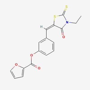 molecular formula C17H13NO4S2 B4957009 3-[(3-ethyl-4-oxo-2-thioxo-1,3-thiazolidin-5-ylidene)methyl]phenyl 2-furoate 