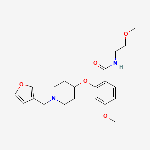 molecular formula C21H28N2O5 B4957021 2-{[1-(3-furylmethyl)-4-piperidinyl]oxy}-4-methoxy-N-(2-methoxyethyl)benzamide 