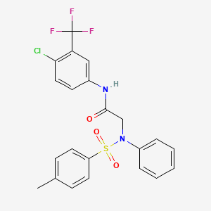 molecular formula C22H18ClF3N2O3S B4957038 N~1~-[4-chloro-3-(trifluoromethyl)phenyl]-N~2~-[(4-methylphenyl)sulfonyl]-N~2~-phenylglycinamide CAS No. 6416-55-3