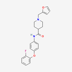molecular formula C23H23FN2O3 B4957076 N-[4-(2-fluorophenoxy)phenyl]-1-(2-furylmethyl)-4-piperidinecarboxamide 