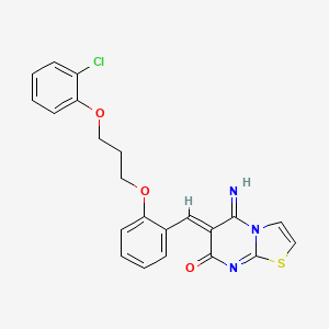 molecular formula C22H18ClN3O3S B4957091 6-{2-[3-(2-chlorophenoxy)propoxy]benzylidene}-5-imino-5,6-dihydro-7H-[1,3]thiazolo[3,2-a]pyrimidin-7-one 