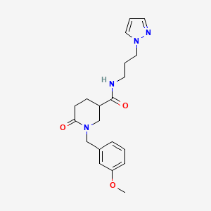 molecular formula C20H26N4O3 B4957120 1-(3-methoxybenzyl)-6-oxo-N-[3-(1H-pyrazol-1-yl)propyl]-3-piperidinecarboxamide 