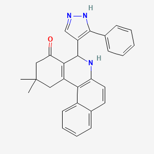 molecular formula C28H25N3O B4957134 2,2-dimethyl-5-(3-phenyl-1H-pyrazol-4-yl)-2,3,5,6-tetrahydrobenzo[a]phenanthridin-4(1H)-one 