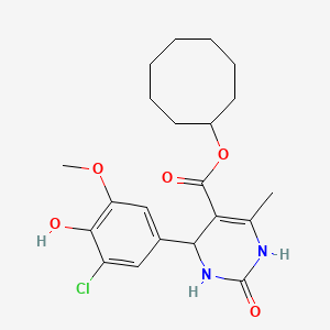 molecular formula C21H27ClN2O5 B4957152 cyclooctyl 4-(3-chloro-4-hydroxy-5-methoxyphenyl)-6-methyl-2-oxo-1,2,3,4-tetrahydro-5-pyrimidinecarboxylate 