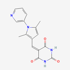 molecular formula C16H14N4O3 B4957159 5-{[2,5-dimethyl-1-(3-pyridinyl)-1H-pyrrol-3-yl]methylene}-2,4,6(1H,3H,5H)-pyrimidinetrione 
