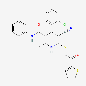 molecular formula C26H20ClN3O2S2 B4957160 4-(2-chlorophenyl)-5-cyano-2-methyl-6-{[2-oxo-2-(2-thienyl)ethyl]thio}-N-phenyl-1,4-dihydro-3-pyridinecarboxamide 
