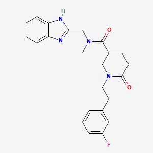 molecular formula C23H25FN4O2 B4957192 N-(1H-benzimidazol-2-ylmethyl)-1-[2-(3-fluorophenyl)ethyl]-N-methyl-6-oxo-3-piperidinecarboxamide 