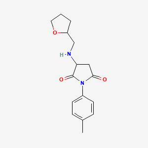 molecular formula C16H20N2O3 B4957219 1-(4-methylphenyl)-3-[(tetrahydro-2-furanylmethyl)amino]-2,5-pyrrolidinedione 