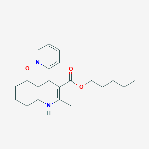 molecular formula C21H26N2O3 B4957247 pentyl 2-methyl-5-oxo-4-(2-pyridinyl)-1,4,5,6,7,8-hexahydro-3-quinolinecarboxylate 