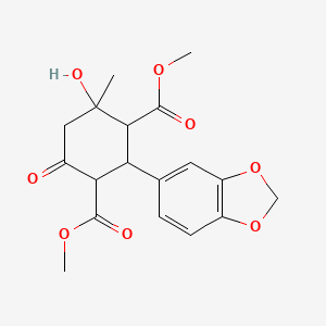 molecular formula C18H20O8 B4957249 dimethyl 2-(1,3-benzodioxol-5-yl)-4-hydroxy-4-methyl-6-oxo-1,3-cyclohexanedicarboxylate 