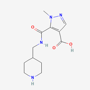 molecular formula C12H18N4O3 B4957267 1-methyl-5-{[(4-piperidinylmethyl)amino]carbonyl}-1H-pyrazole-4-carboxylic acid 