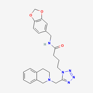 molecular formula C23H26N6O3 B4957332 N-(1,3-benzodioxol-5-ylmethyl)-4-[5-(3,4-dihydro-2(1H)-isoquinolinylmethyl)-1H-tetrazol-1-yl]butanamide 