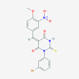 molecular formula C18H12BrN3O5S B4957347 1-(3-bromophenyl)-5-(4-methoxy-3-nitrobenzylidene)-2-thioxodihydro-4,6(1H,5H)-pyrimidinedione 