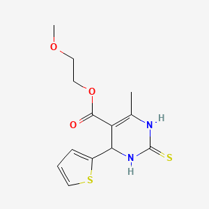 molecular formula C13H16N2O3S2 B4957395 2-methoxyethyl 6-methyl-4-(2-thienyl)-2-thioxo-1,2,3,4-tetrahydro-5-pyrimidinecarboxylate 