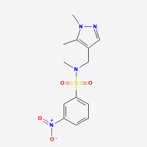 molecular formula C13H16N4O4S B4957438 N-[(1,5-dimethyl-1H-pyrazol-4-yl)methyl]-N-methyl-3-nitrobenzenesulfonamide 