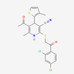 molecular formula C22H18Cl2N2O2S2 B4957441 5-acetyl-2-{[2-(2,4-dichlorophenyl)-2-oxoethyl]thio}-6-methyl-4-(3-methyl-2-thienyl)-1,4-dihydro-3-pyridinecarbonitrile 
