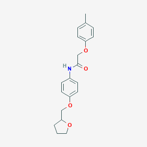 molecular formula C20H23NO4 B495745 2-(4-methylphenoxy)-N-[4-(tetrahydro-2-furanylmethoxy)phenyl]acetamide 