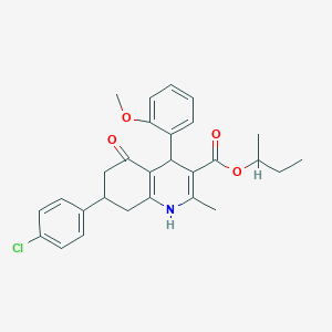 molecular formula C28H30ClNO4 B4957451 sec-butyl 7-(4-chlorophenyl)-4-(2-methoxyphenyl)-2-methyl-5-oxo-1,4,5,6,7,8-hexahydro-3-quinolinecarboxylate 