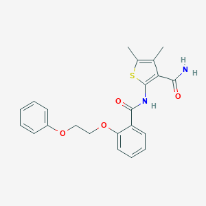 molecular formula C22H22N2O4S B495748 4,5-Dimethyl-2-{[2-(2-phenoxyethoxy)benzoyl]amino}-3-thiophenecarboxamide 