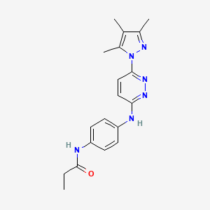 molecular formula C19H22N6O B4957496 N-(4-{[6-(3,4,5-trimethyl-1H-pyrazol-1-yl)-3-pyridazinyl]amino}phenyl)propanamide 