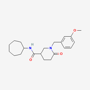 molecular formula C21H30N2O3 B4957505 N-cycloheptyl-1-(3-methoxybenzyl)-6-oxo-3-piperidinecarboxamide 