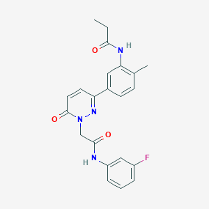 molecular formula C22H21FN4O3 B4957519 N-[5-(1-{2-[(3-fluorophenyl)amino]-2-oxoethyl}-6-oxo-1,6-dihydro-3-pyridazinyl)-2-methylphenyl]propanamide 