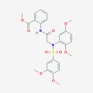 molecular formula C26H28N2O9S B4957525 methyl 2-({N-(2,5-dimethoxyphenyl)-N-[(3,4-dimethoxyphenyl)sulfonyl]glycyl}amino)benzoate 