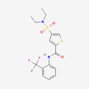 molecular formula C16H17F3N2O3S2 B4957532 4-[(diethylamino)sulfonyl]-N-[2-(trifluoromethyl)phenyl]-2-thiophenecarboxamide 