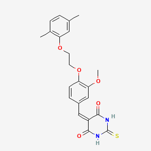 molecular formula C22H22N2O5S B4957534 5-{4-[2-(2,5-dimethylphenoxy)ethoxy]-3-methoxybenzylidene}-2-thioxodihydro-4,6(1H,5H)-pyrimidinedione 