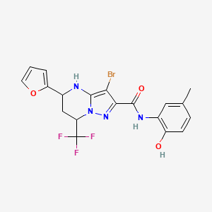 molecular formula C19H16BrF3N4O3 B4957541 3-bromo-5-(2-furyl)-N-(2-hydroxy-5-methylphenyl)-7-(trifluoromethyl)-4,5,6,7-tetrahydropyrazolo[1,5-a]pyrimidine-2-carboxamide 