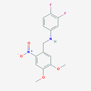 molecular formula C15H14F2N2O4 B4957581 (3,4-difluorophenyl)(4,5-dimethoxy-2-nitrobenzyl)amine 