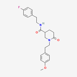molecular formula C23H27FN2O3 B4957605 N-[2-(4-fluorophenyl)ethyl]-1-[2-(4-methoxyphenyl)ethyl]-6-oxo-3-piperidinecarboxamide 