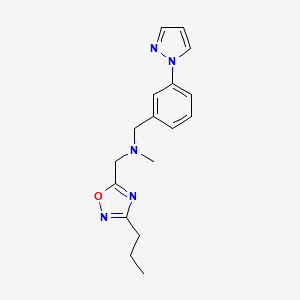 molecular formula C17H21N5O B4957629 N-methyl-1-(3-propyl-1,2,4-oxadiazol-5-yl)-N-[3-(1H-pyrazol-1-yl)benzyl]methanamine 